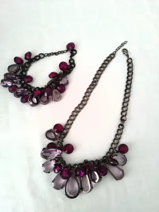 Conjunto Collar y Pulsera Morado