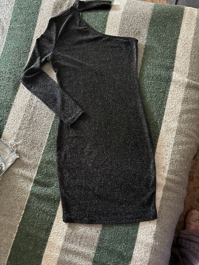 Vestido fiesta brillo asimétrico Talla M