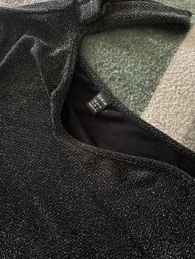 Vestido fiesta brillo asimétrico Talla M