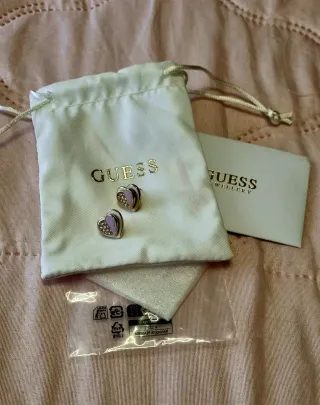 Pendientes Guess Corazón Rosa y Dorado