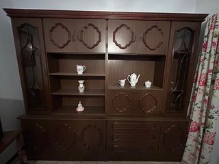 Mueble Salón Vintage Madera y Cristal