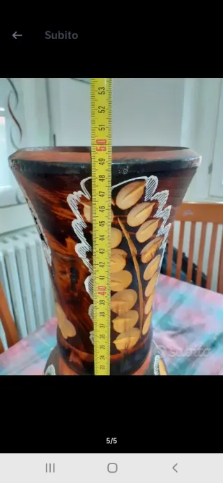 Vaso in legno decorato artigianale