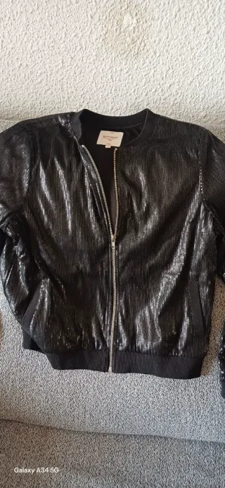 Bomber lentejuelas negra