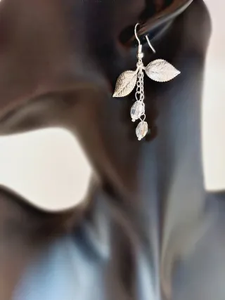 Pendientes hojas con cristales – Dorado o plata
