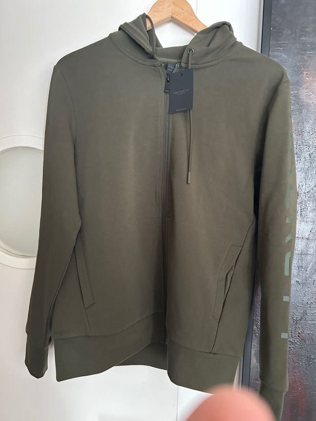Sudadera Hackett Verde Militar con Etiqueta