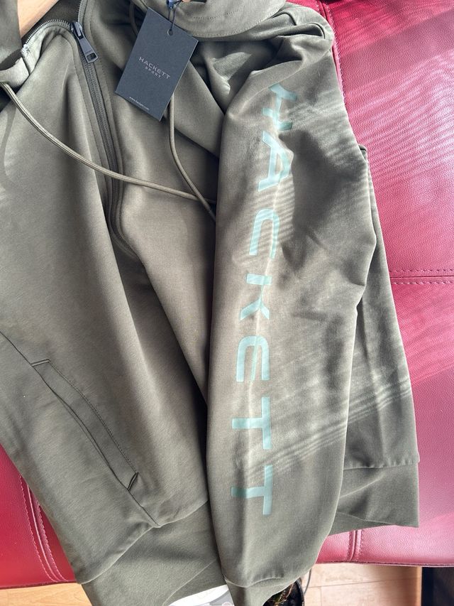 Sudadera Hackett Verde Militar con Etiqueta