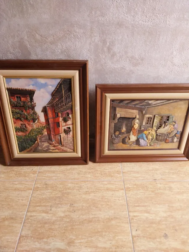 Lote 2 cuadros recortes 54x45 cm