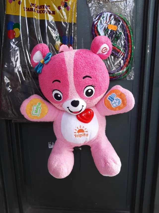 Peluche orso rosa con cuore e suono