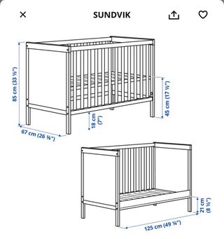 Cuna IKEA SUNDVIK + Colchón JÄTTETRÖTT