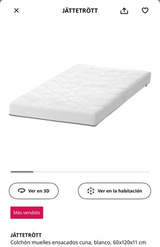 Cuna IKEA SUNDVIK + Colchón JÄTTETRÖTT