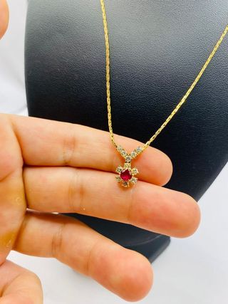 GARGANTILLA CON RUBÍ Y DIAMANTES ORO 18K