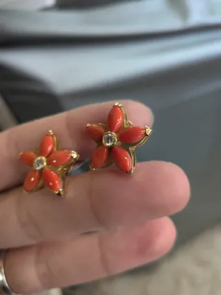 Pendientes Flor Oro y Coral