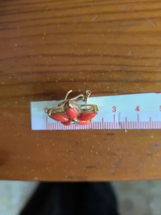 Pendientes Flor Oro y Coral