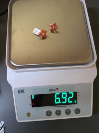 Pendientes Flor Oro y Coral