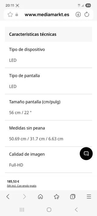 NUEVA Televisión Samsung 22 pulgadas UE22H5000AW