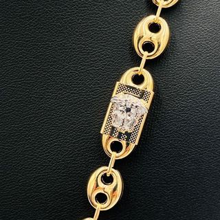 CADENA CALABROTE MEDUSA BICOLOR, Hueca. Oro 18k. P