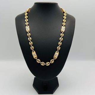 CADENA CALABROTE MEDUSA BICOLOR, Hueca. Oro 18k. P