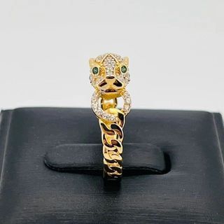 SORTIJA LEON CON CIRCONITA. Oro 18k.