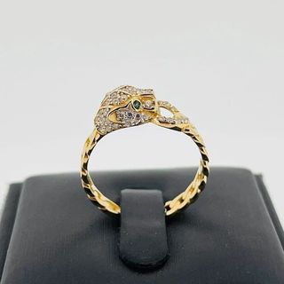 SORTIJA LEON CON CIRCONITA. Oro 18k.