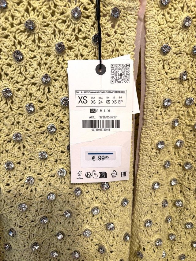 Chaqueta Zara amarilla con cristales XS