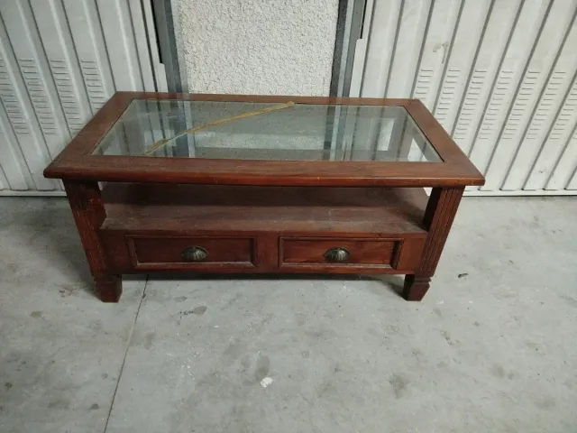 Mesa de centro madera y cristal