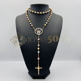 ROSARIO CORONA TRICOLOR. Oro 18k.
