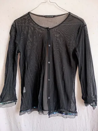 Chaqueta Negra transparente,Talla L