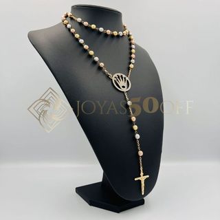 ROSARIO CORONA TRICOLOR. Oro 18k.