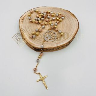 ROSARIO CORONA TRICOLOR. Oro 18k.