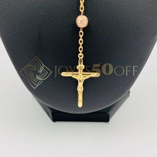 ROSARIO CORONA TRICOLOR. Oro 18k.