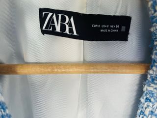 Blazer mujer azul y blanco