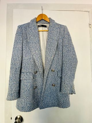 Blazer mujer azul y blanco