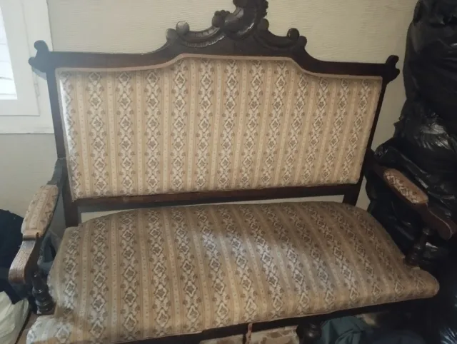 Conjunto de 2 sillas y 1 tresillo antiguo