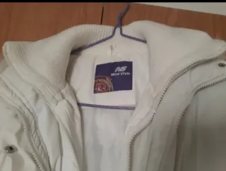 Abrigo Largo Blanco Impermeable Capucha Talla L