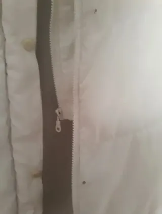 Abrigo Largo Blanco Impermeable Capucha Talla L