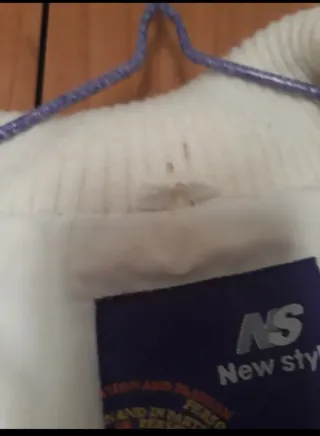 Abrigo Largo Blanco Impermeable Capucha Talla L