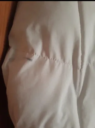 Abrigo Largo Blanco Impermeable Capucha Talla L