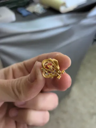 Pendientes Oro Perla Coral Rojo