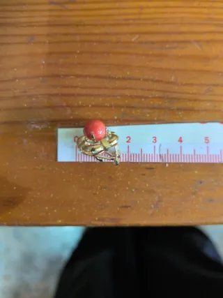 Pendientes Oro Perla Coral Rojo