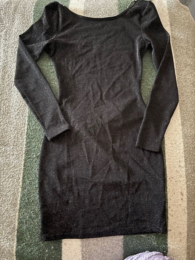 Vestido fiesta negro plateado