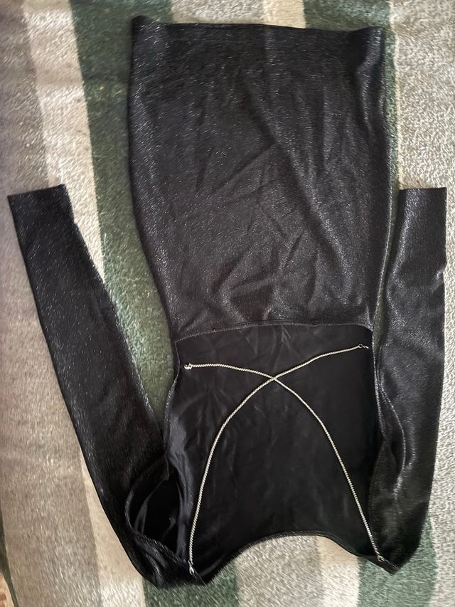 Vestido fiesta negro plateado