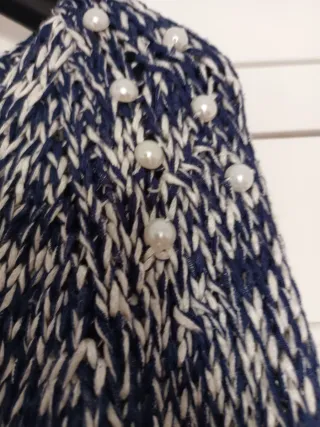 Jersey pico perlas azul y blanco