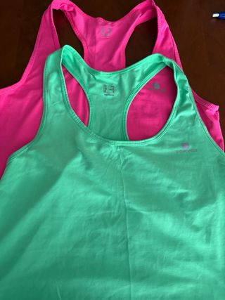 2 Camisetas Tirantes Domyos Verde y Rosa
