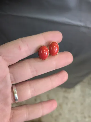 Pendientes Coral Natural Oro 18k