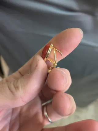 Pendientes Coral Natural Oro 18k