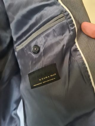 Fato Zara Slim Fit Cinza Blazer 54 Calça 42