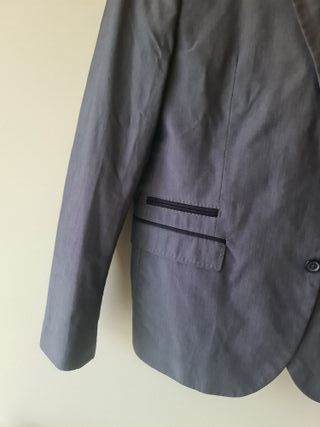 Fato Zara Slim Fit Cinza Blazer 54 Calça 42