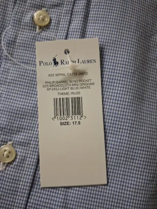 Camisa Polo Ralph Lauren Philip Azul Talla 17 1/2