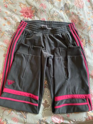 Pantalón Adidas Mujer Talla M Gris y Rosa