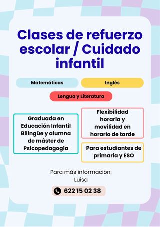 Clases particulares y cuidado infantil